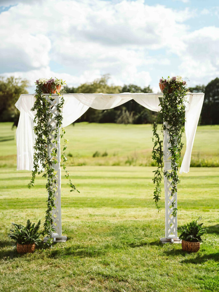 NH New England Rockingham Country Club wedding summer seacoast photographer  New Hampshire arch ceremony