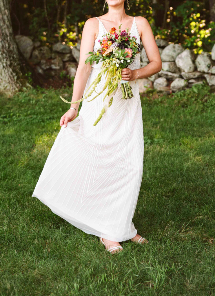 NH New England Rockingham Country Club wedding summer seacoast photographer  New Hampshire orange  wild flowers bride