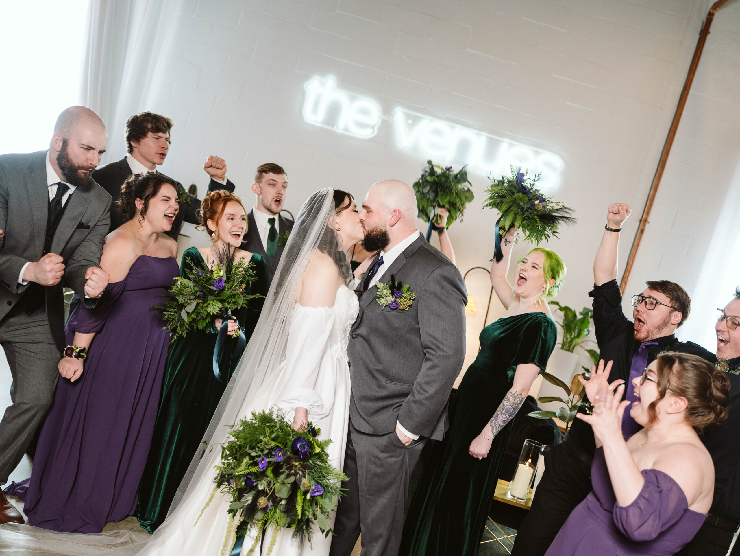 Venues at the Factory Wedding Photographer bridal party LGBT true to life color