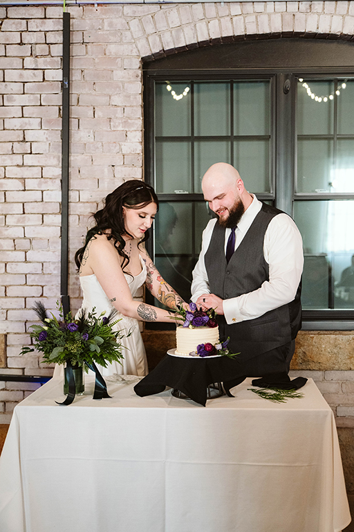 cake cutting bride and groom Venues at the Factory Wedding Photographer