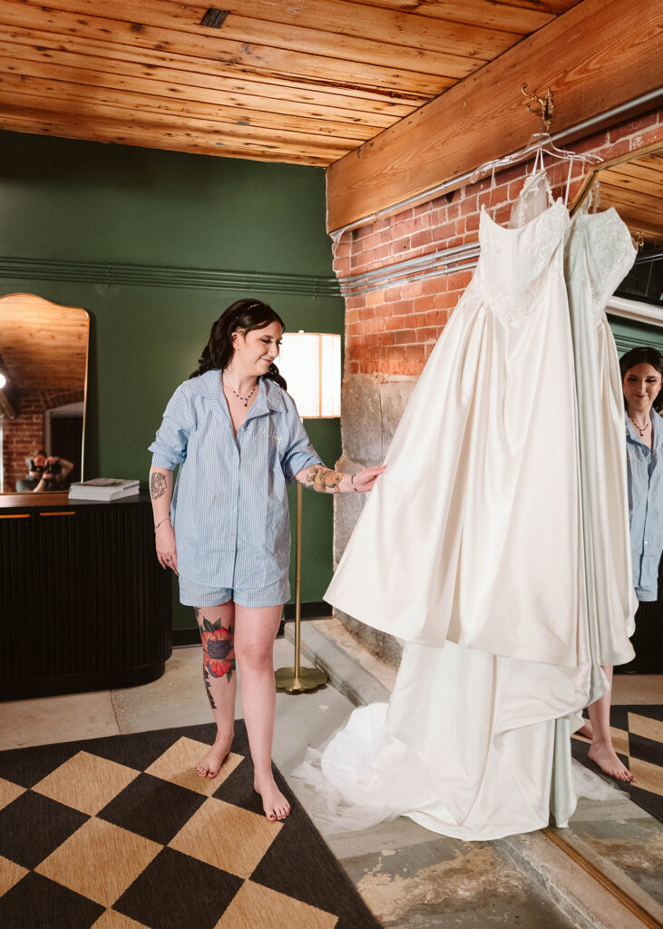 Venues at the Factory Wedding Photographer bride and dress